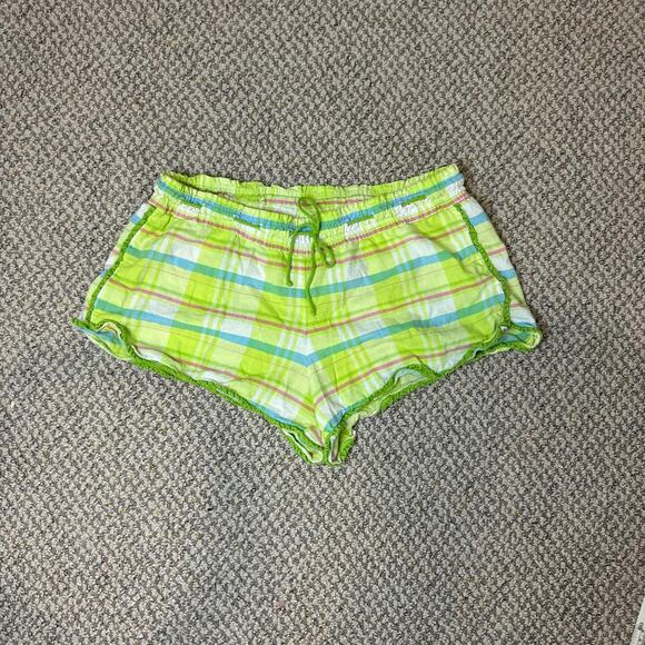 Cute vintage y2k Victoria’s Secret low rise green plaid mini/ micro shorts - Picture 1 of 6